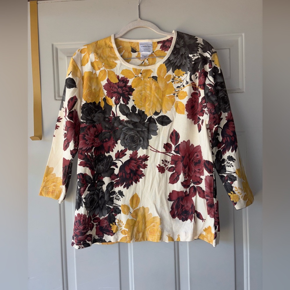 Morning Sun long sleeve floral top size L